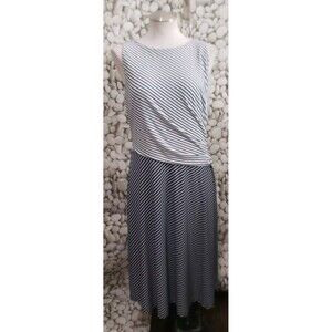 Lauren Ralph Lauren Dress Size 12 Striped Sleeveless Black White Stretch Lined